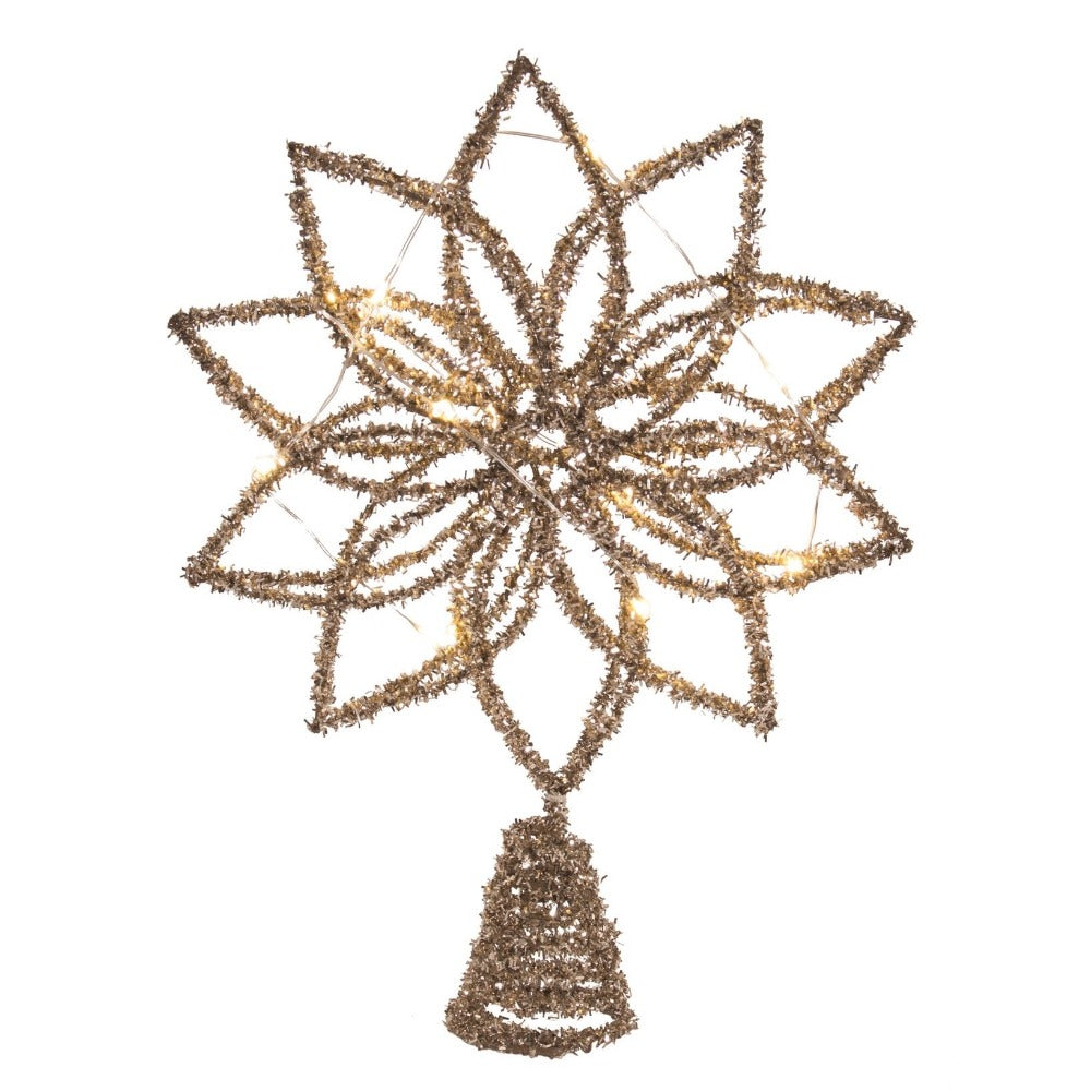 Gold Tinsel LED Tree Topper | Putti Christmas Celebrations