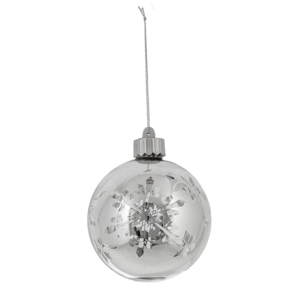 Light Up Snowflake Glass Ball Ornaments
