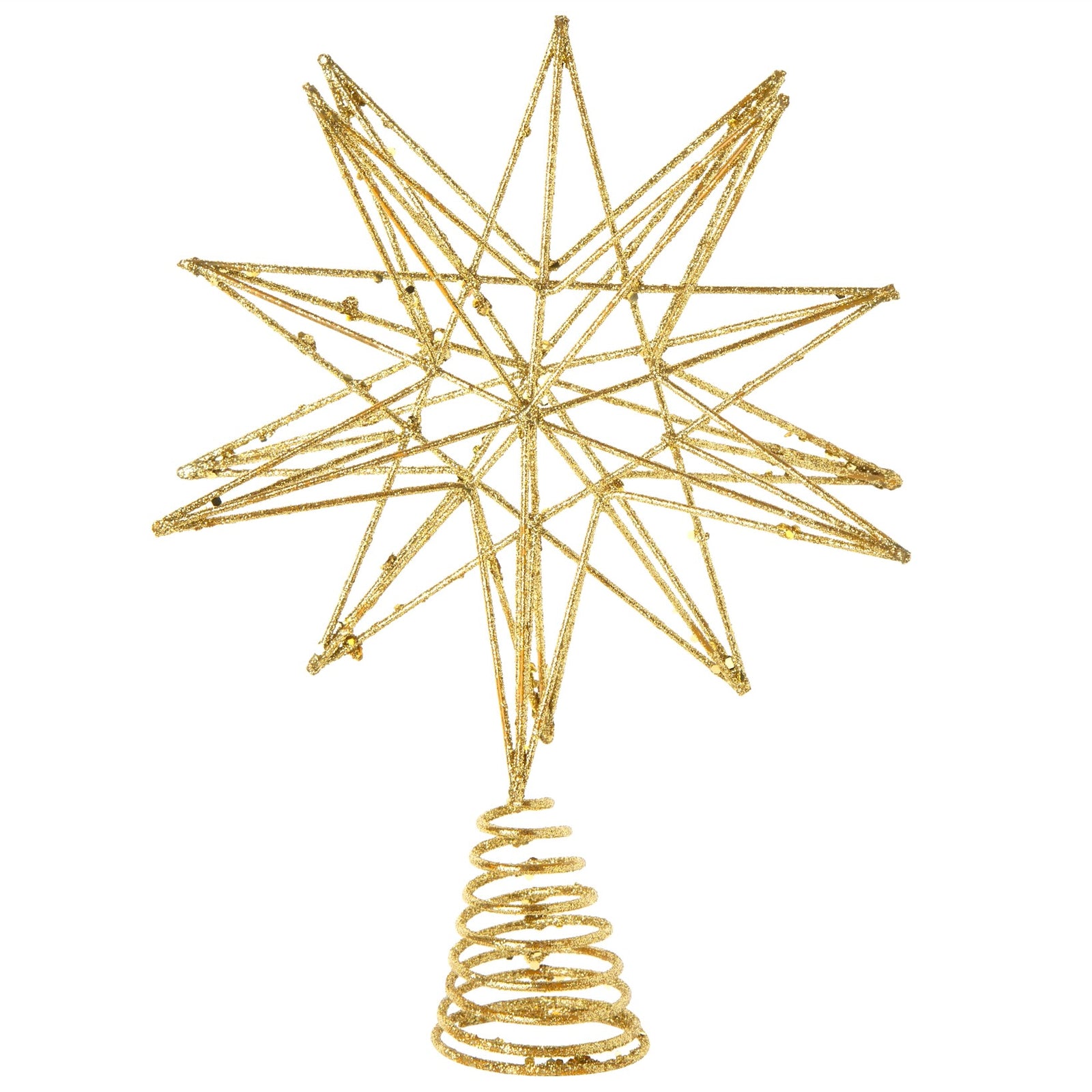 Gold Glittered 3D Metal Star Christmas Tree Topper