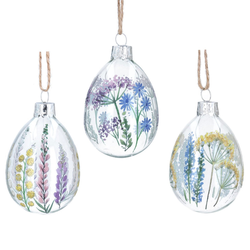 Spring Meadow Glass Egg Ornament