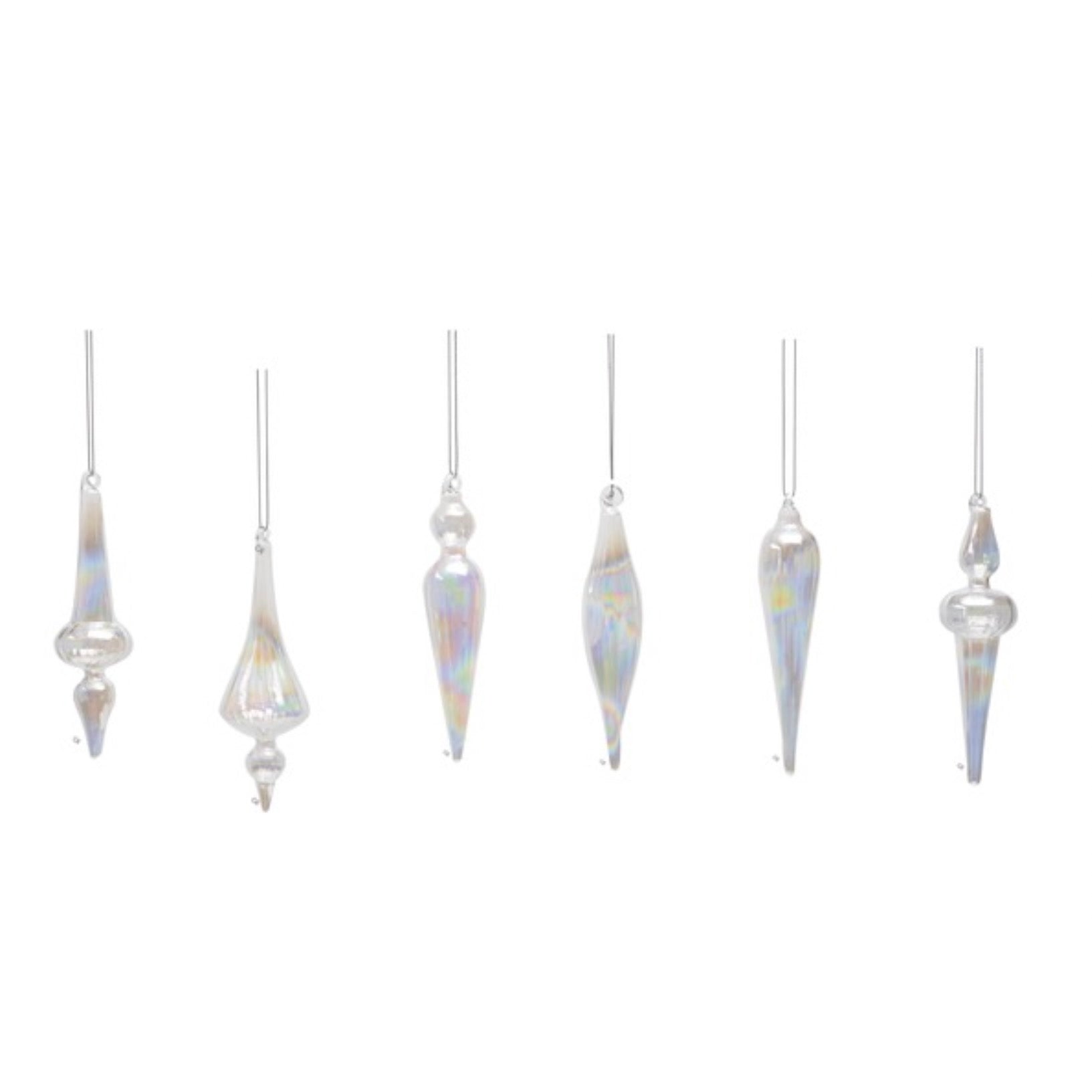 Iridescent Glass Finial Ornaments