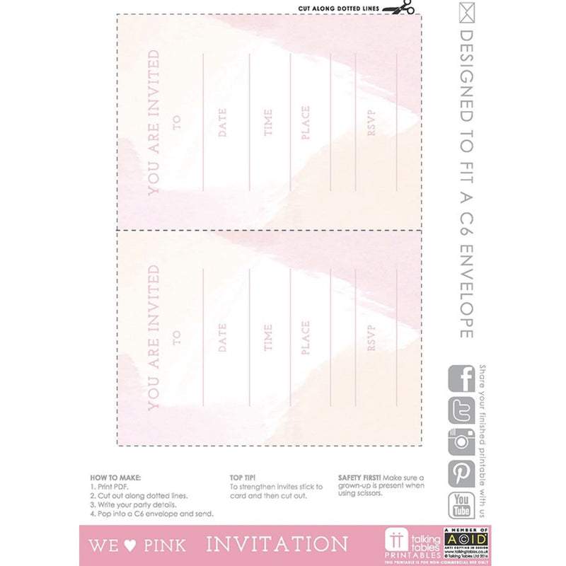  "We Heart Pink" Free Printable - Invitations, TT-Talking Tables, Putti Fine Furnishings