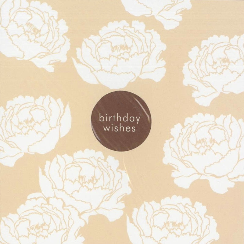 White Peonies "Birthday Wishes" Die Cut Card - Stationary - Jannex Enterprises - Putti Fine Furnishings Toronto Canada