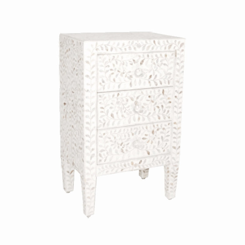 Bone Inlay Side Table - White, BI-Bethel International, Putti Fine Furnishings