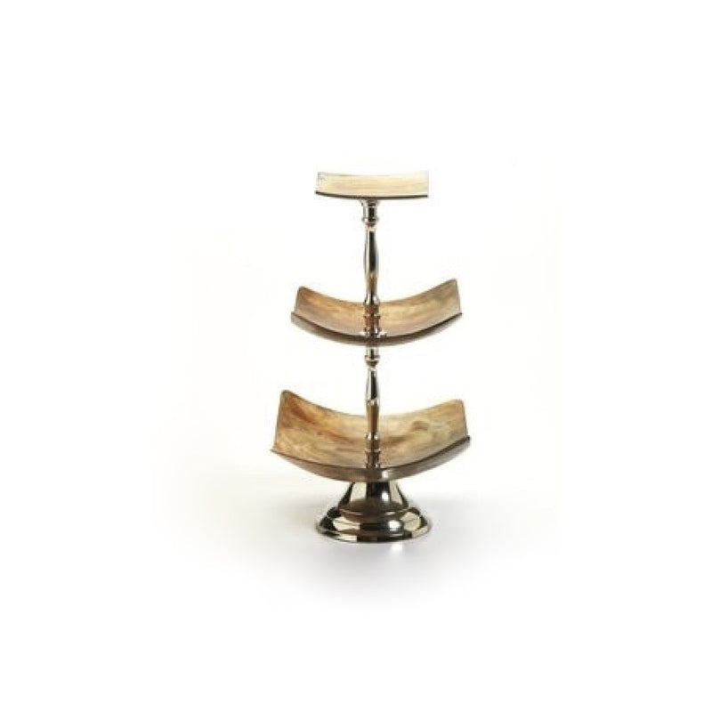  Barclay Butera Montecito 3-Tier Square Horn Dish, ZX-Zodax, Putti Fine Furnishings