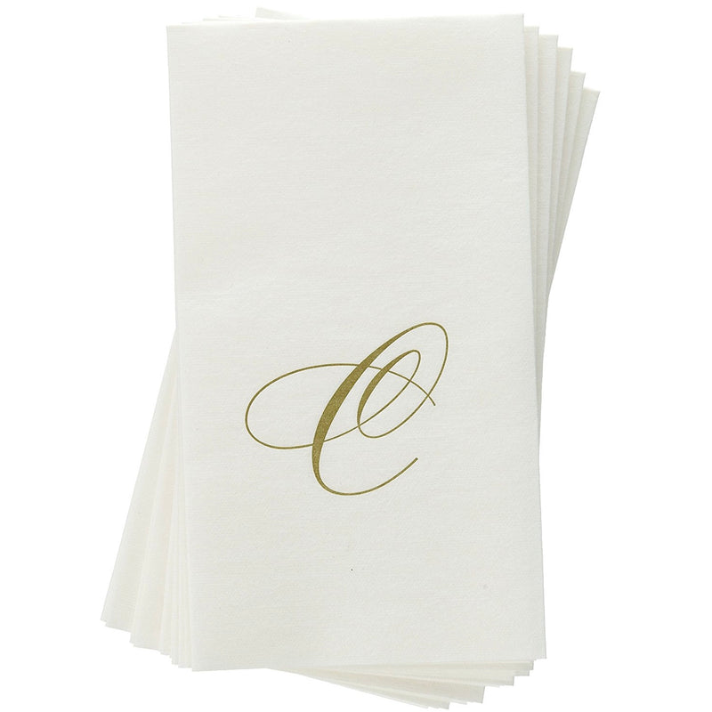  Gold Monogram Paper Guest Towel - Letter C, CI-Caspari, Putti Fine Furnishings