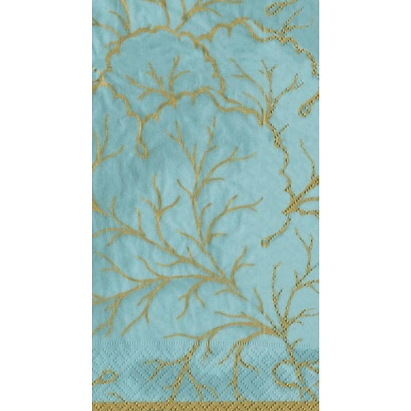 "Gilded Majolica" Aqua Paper Napkin - Guest, CI-Caspari, Putti Fine Furnishings