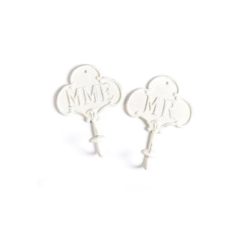 White Mr & Mrs Wall Hooks - Set of 2