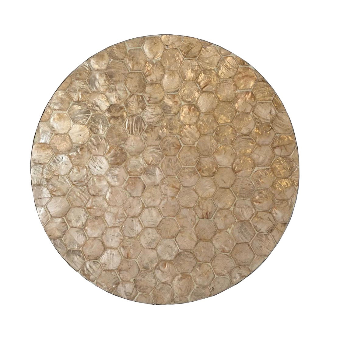 Golden Hexagonal Capiz Round Trays | Putti Fine Furnishings 
