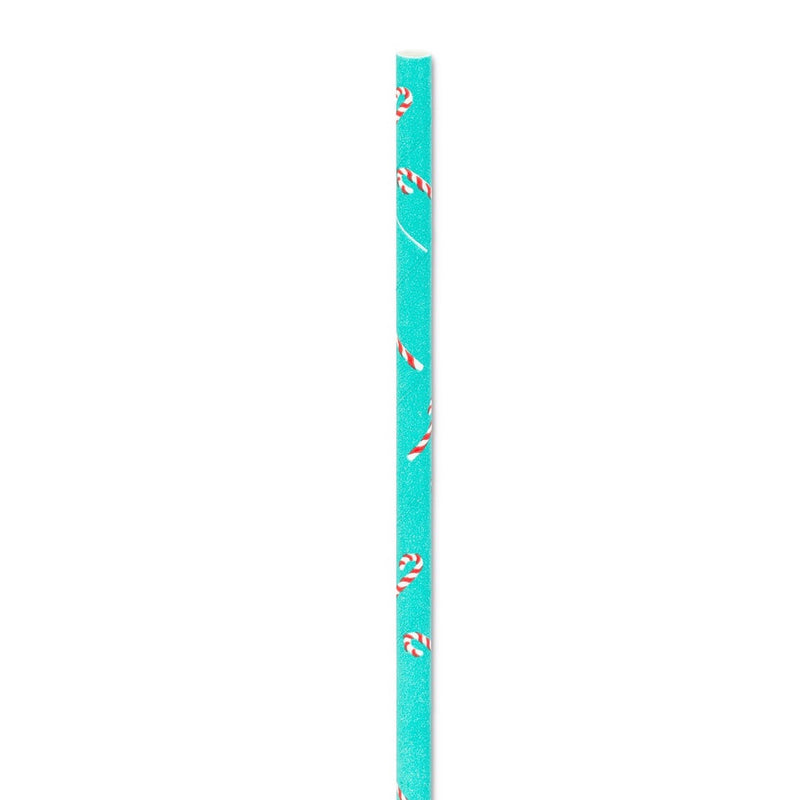 Straws with Candy Cane Print - Box of 100 - Putti Celebrations 