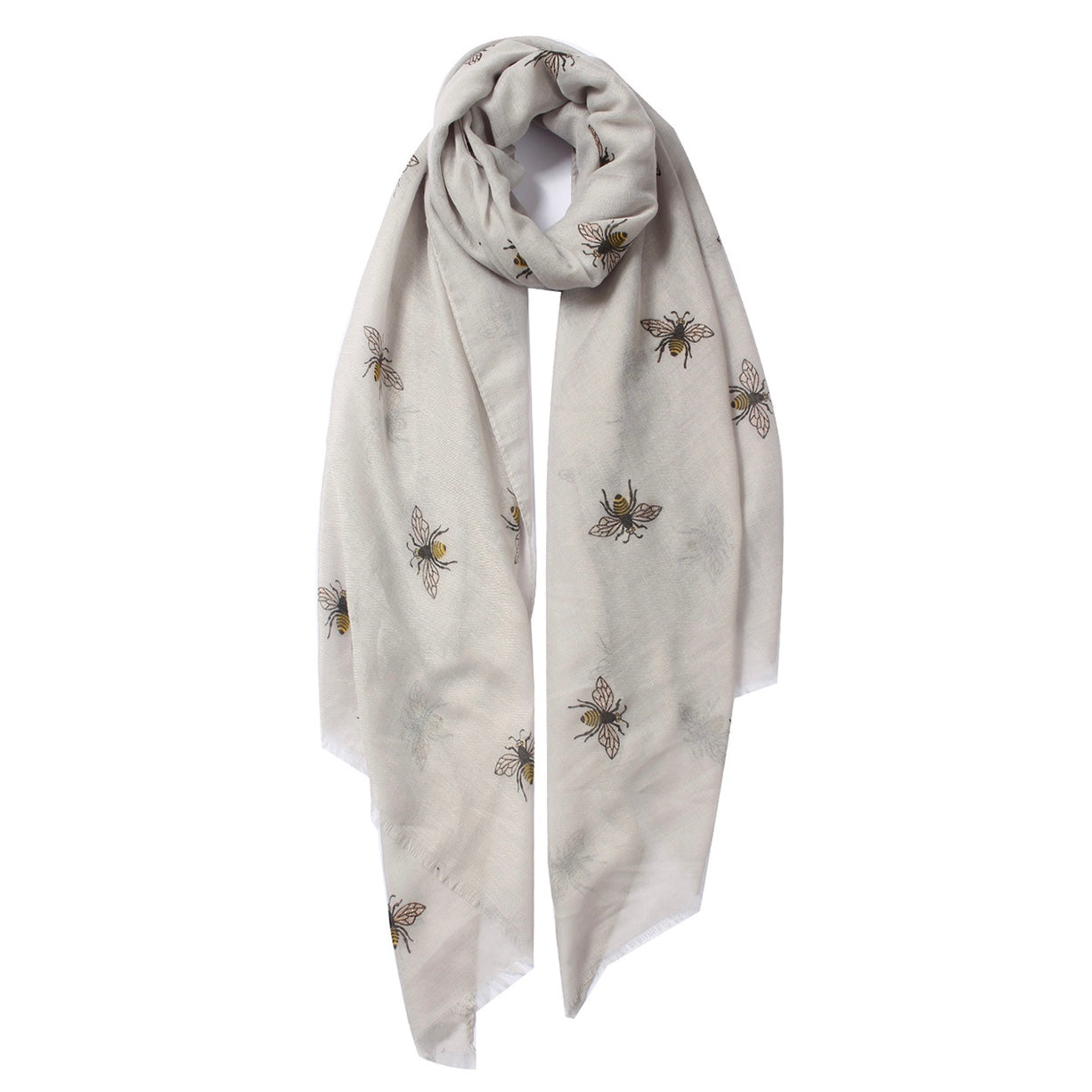 Glitter Bee Print Scarf - Taupe | Putti Fine Fashions Canada