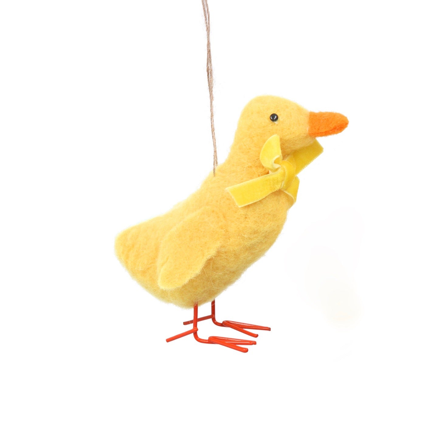Yellow Chick with Bow Felt Ornament