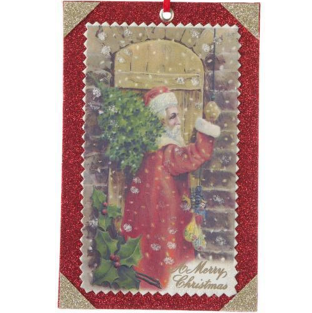 Victorian Santa Postcard Ornament - Rectangular, FDI-Floridus Design Images, Putti Fine Furnishings