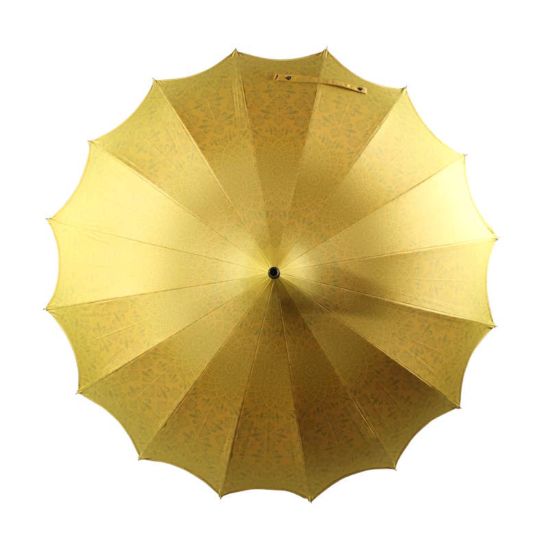 Soak London Boutique Patterned Pagoda Umbrella with Scalloped Edge - Yellow | Putti