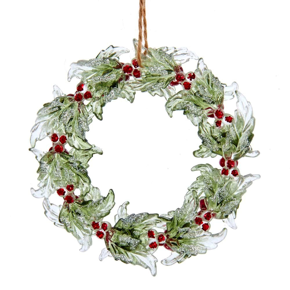 Green Wreath with Berries Acrylic Ornament