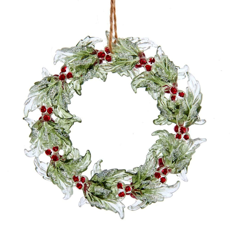 Green Wreath with Berries Acrylic Ornament