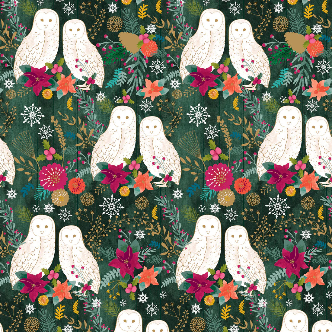 Snow Owls Christmas Wrapping Paper Roll