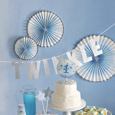 "Twinkle" Silver Glitter Banner, CC-Creative Converting, Putti Fine Furnishings