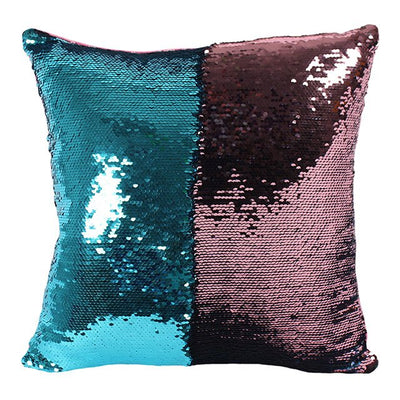 Pink and Aqua Blue Reversible Sequin Pillow, SD-Something Different, Putti Fine Furnishings