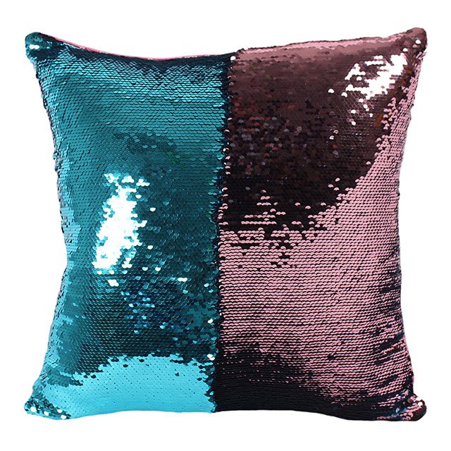 Pink and Aqua Blue Reversible Sequin Pillow, SD-Something Different, Putti Fine Furnishings