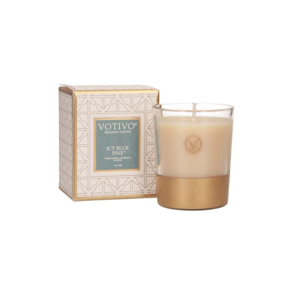 Votivo Holiday Votive Candle - Icy Blue Pine - Putti Fine Furnishings Canada