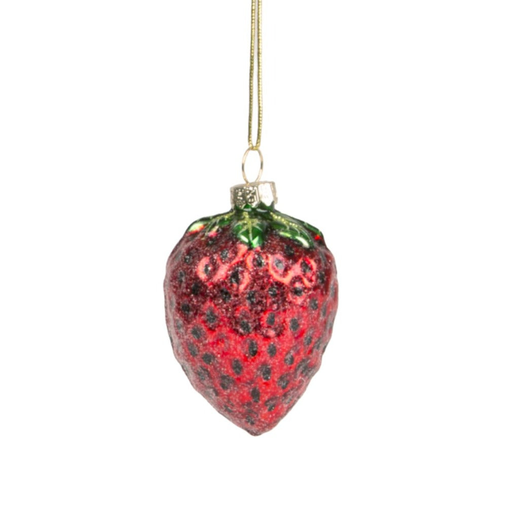 Glass Strawberry Ornament - Putti Christmas Canada