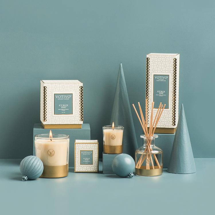 Votivo Holiday Votive Candle - Icy Blue Pine - Putti Fine Furnishings Canada