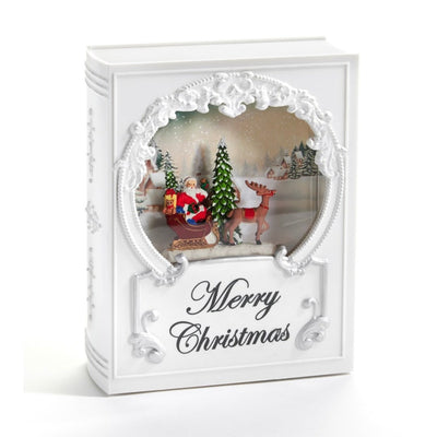 White "Merry Christmas Perpetual Snow Book Lantern | Putti Christmas