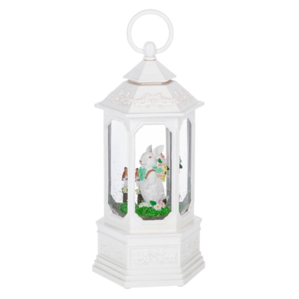White Perpetual Shimmer Bunny Lantern | Putti Fine Furnishings