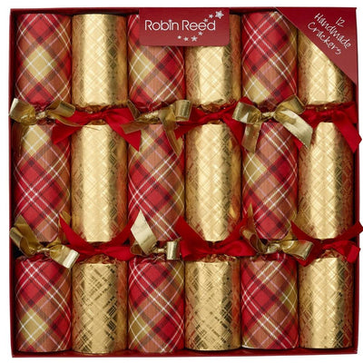 Red and Gold Plaid Christmas Crackers | Putti Christmas Canada