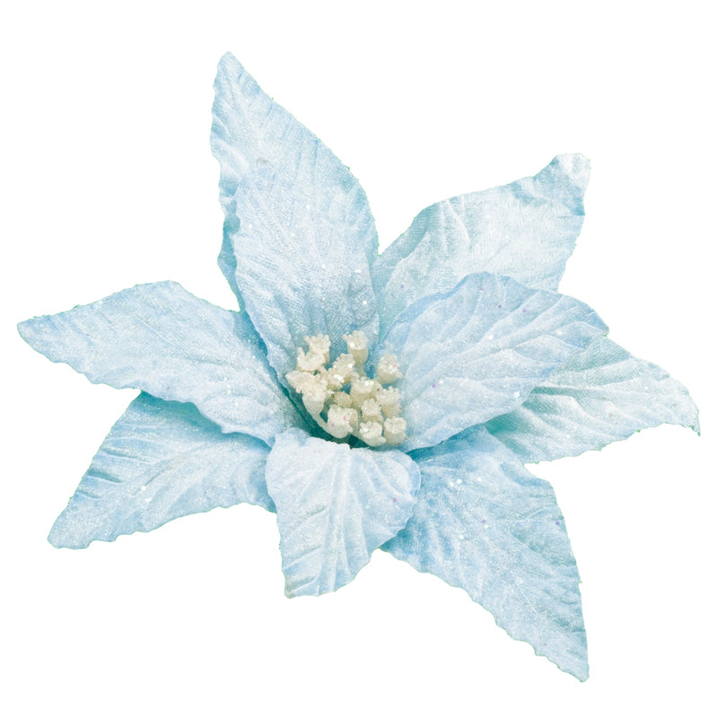 Ice Blue Velvet Poinsettia with Clip