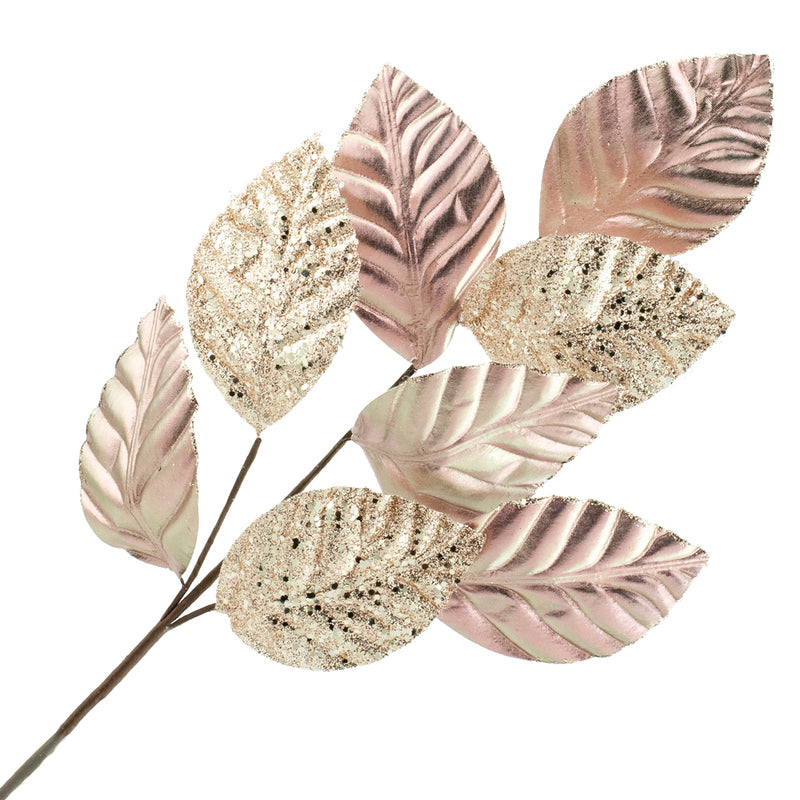 Metallic Magnolia Leaf Spray