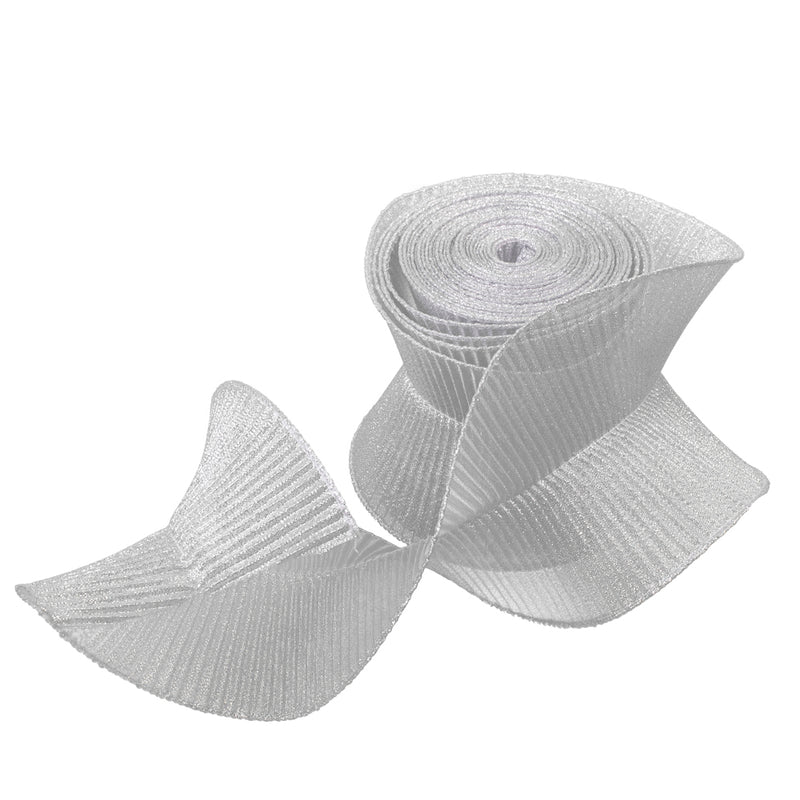 Wide Metallic Silver Crinkle Ribbon | Putti Christmas Decorations
