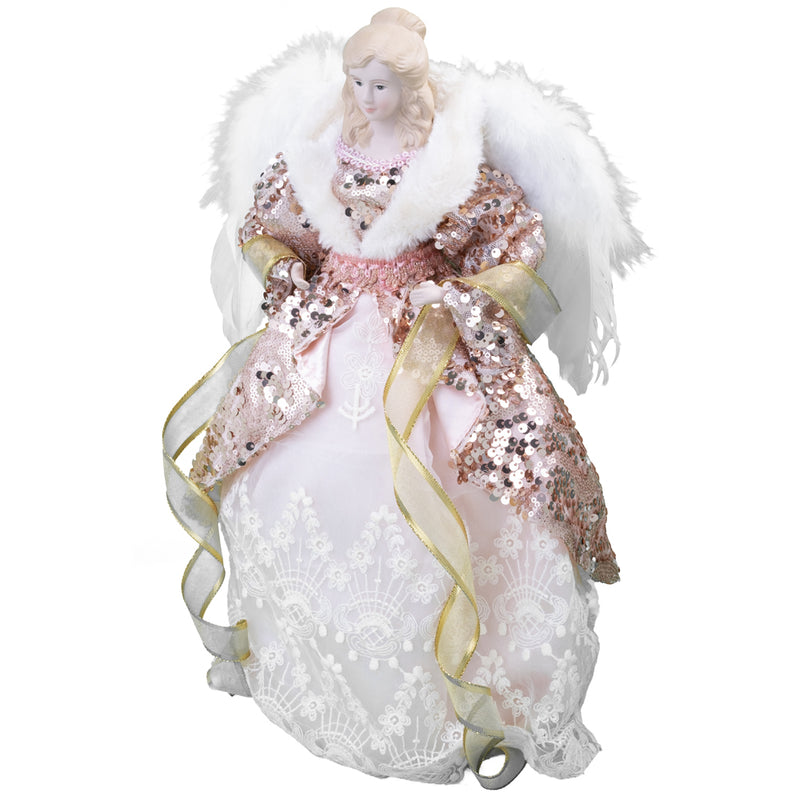 Rose Gold with Pink Angel Tree Topper | Putti Christmas 