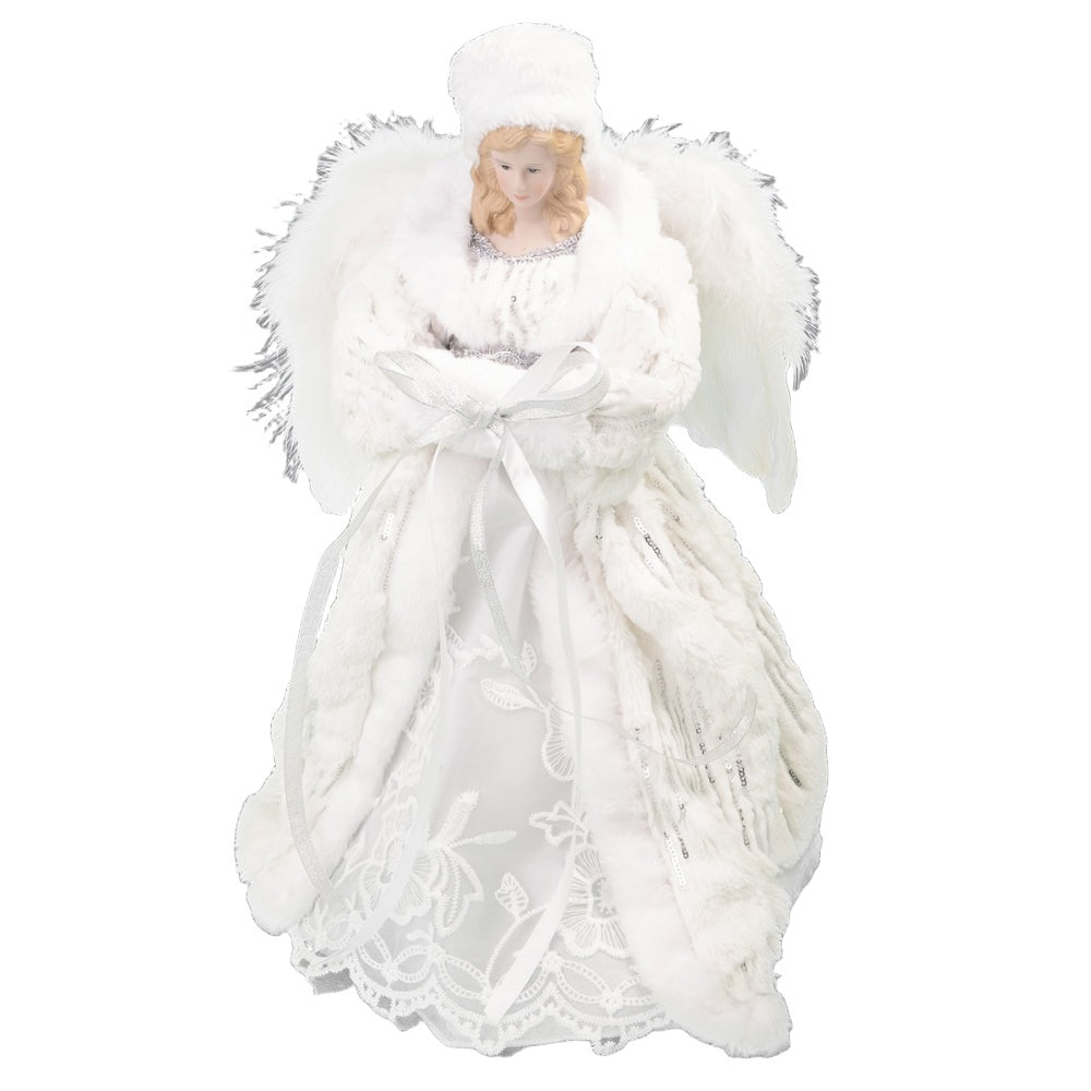 White Faux Fur Angel Tree Topper