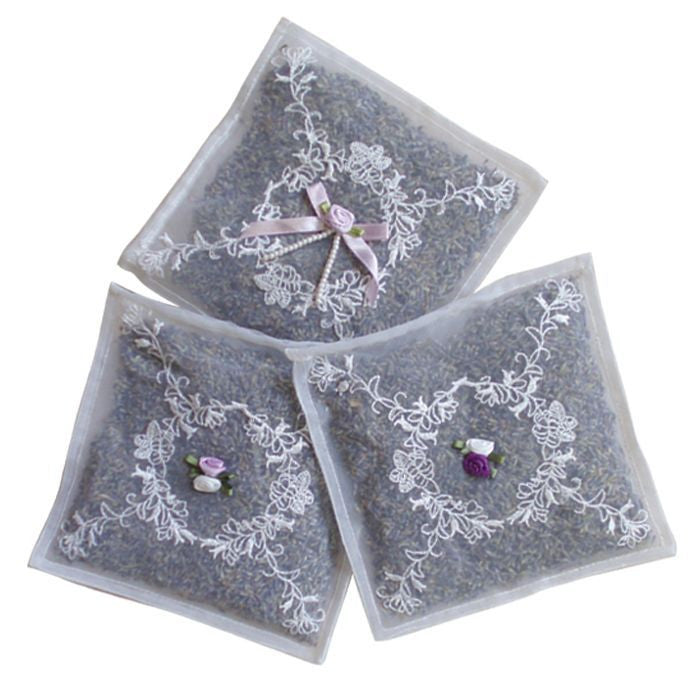 Voile Embroidered Lavender Sachet - Sachet - Powell Craft Uk - Putti Fine Furnishings Toronto Canada - 1