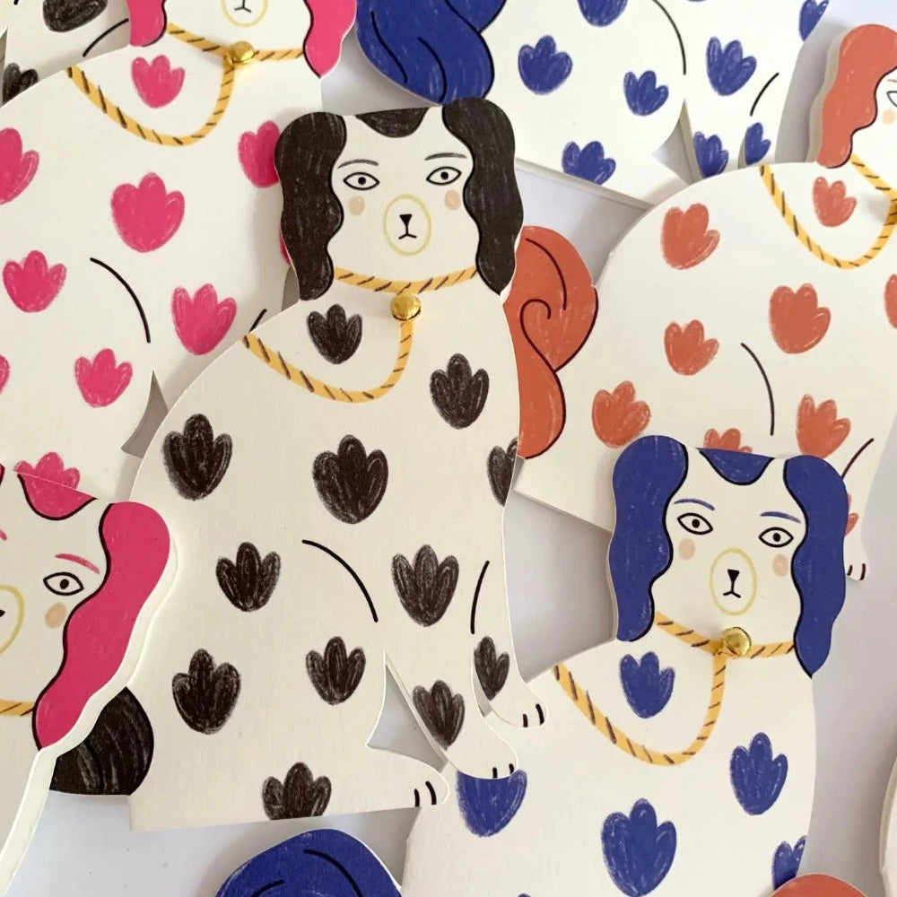 Staffordshire Pottery Dog Card - Brown