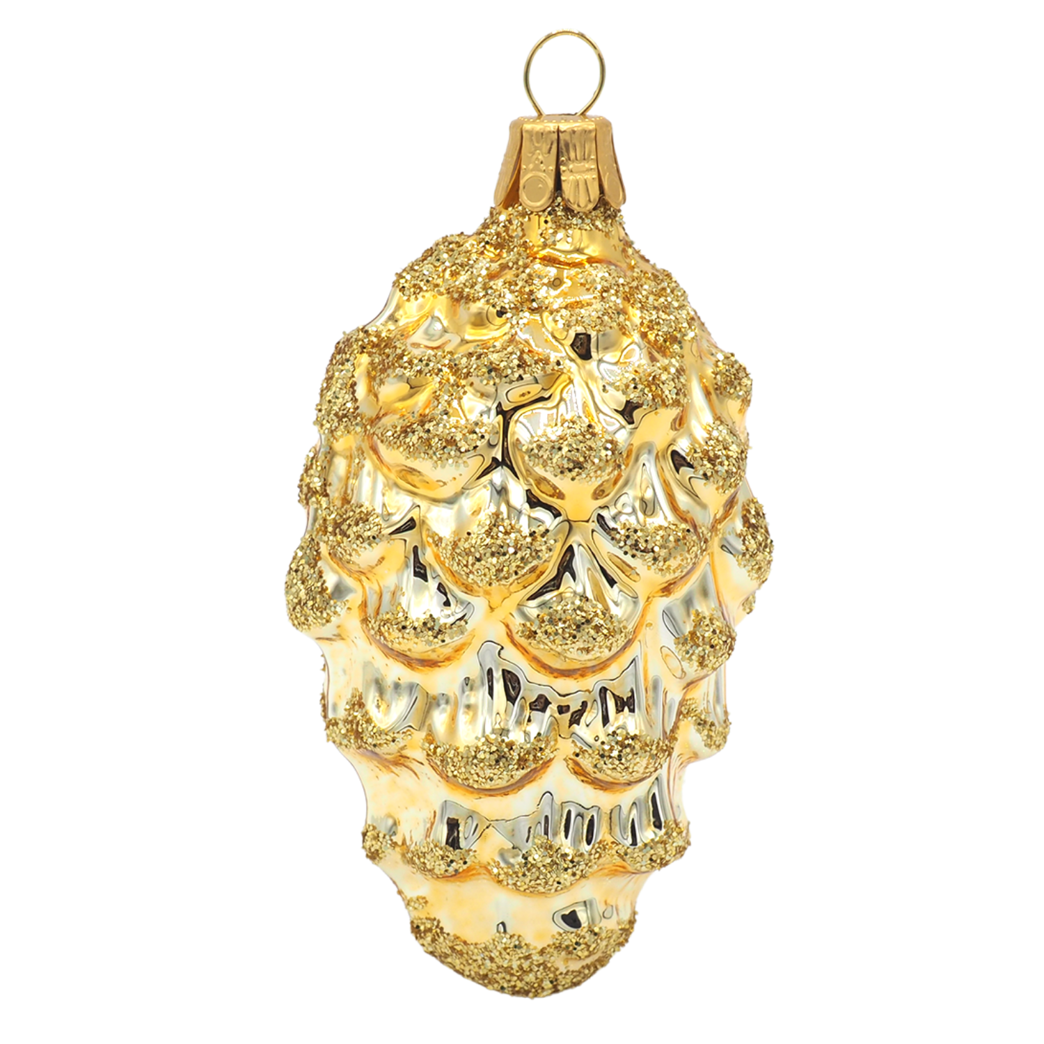 Gold Glitter Glass Pinecone Ornament