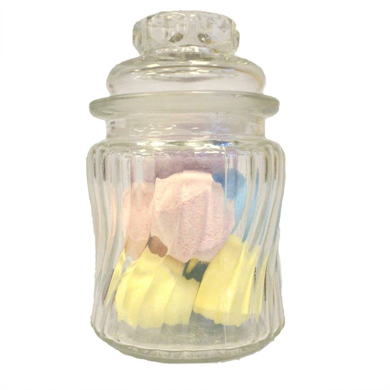 Small Swirl Ribbed Glass Candy Jar