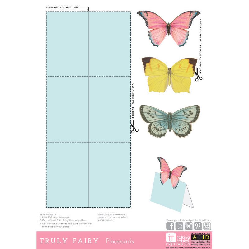  "Truly Fairy" Free Printable - Placecards, TT-Talking Tables, Putti Fine Furnishings