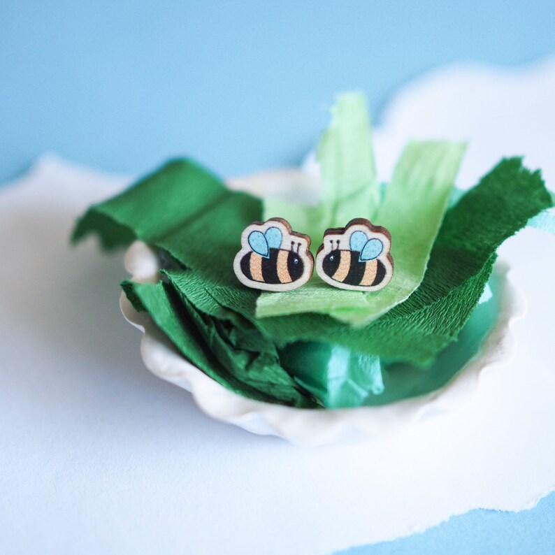Bee Wooden Earrings