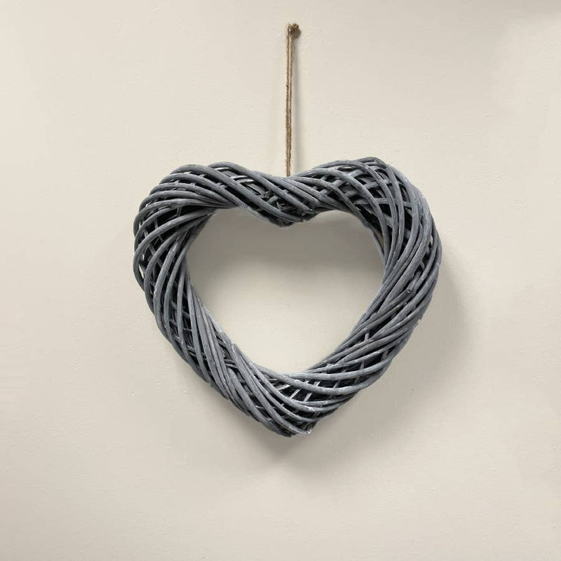 Grey Woven Heart Wreath - 40cm