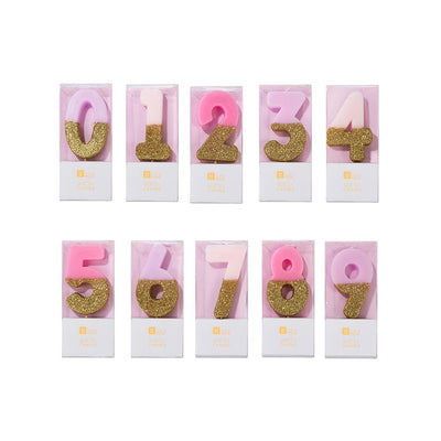 "We Heart Birthdays" Pink Glitter Number Candle - One, TT-Talking Tables, Putti Fine Furnishings