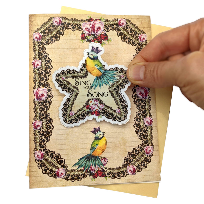 Heart The Moment - Greeting Card, "Sing Your Song", & Detachable Sticker Gift