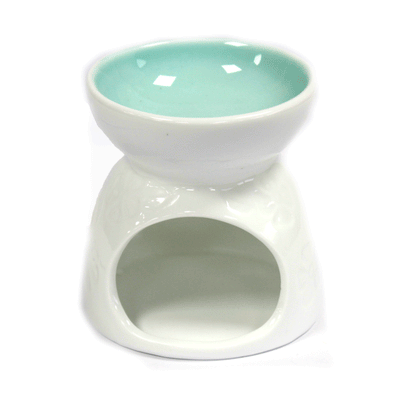 White Ceramic Wax Melter with Flower Cut Outs | Putti Fine Furnishings