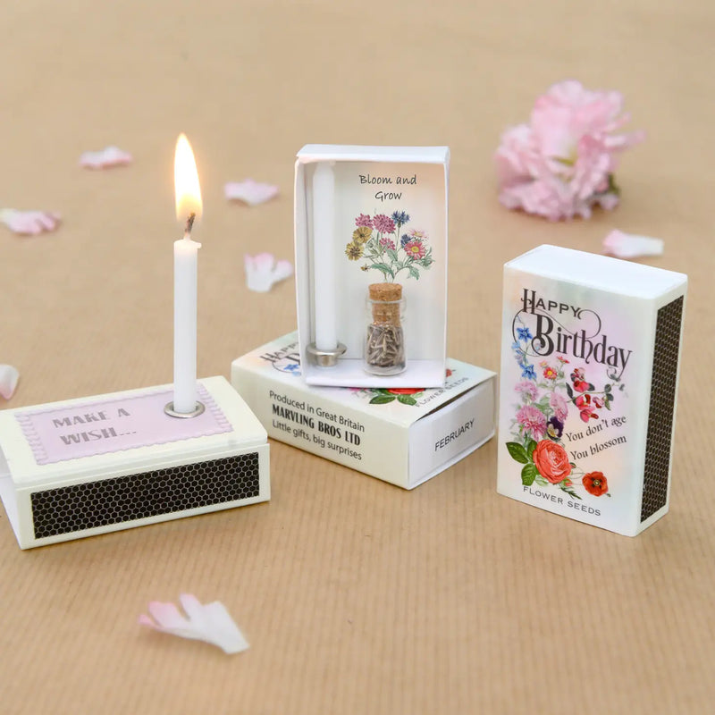 "Happy Birthday" Wildflower Seeds In A Matchbox
