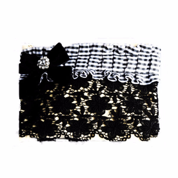 Miss Rose Sister Violet Black Lace & Gingham Zip Bag, MRSV-Miss Rose Sister Violet, Putti Fine Furnishings