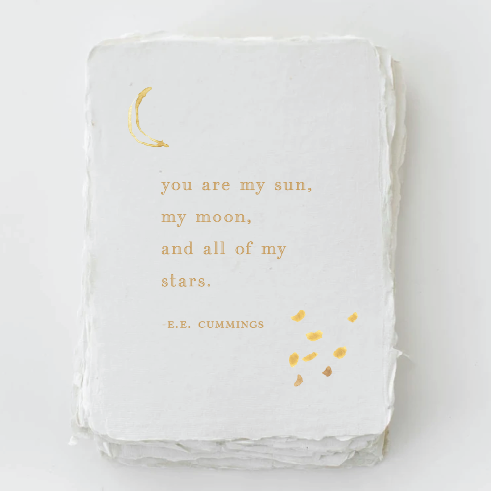 Handmade Paper "You are my sun, moon + stars" Mom Baby Greeting Card