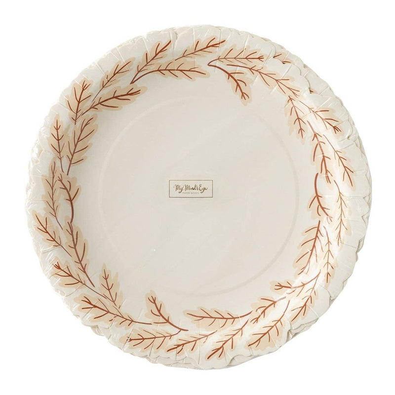 Harvest Leaves Wreath Shaped Paper Plate