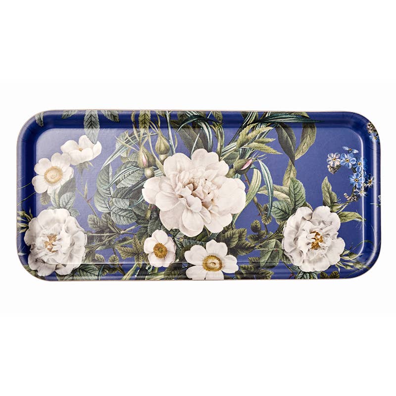Koustrupco - Blue Flower garden retangular tray-made of birch veneer